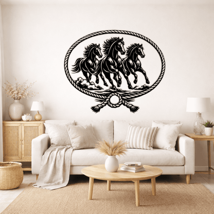 Running horses cnc plasma cut metal art