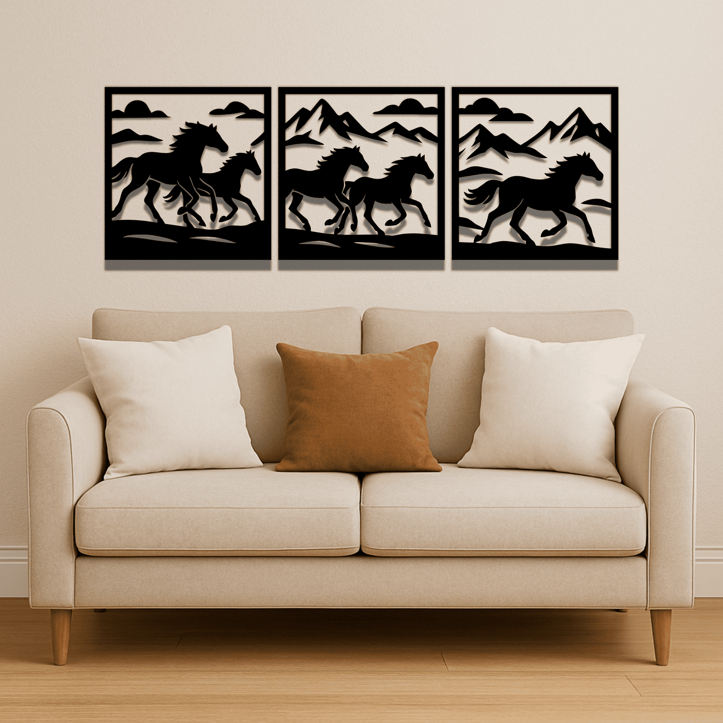 Horse wildlife scene silhouette for metal wall decor