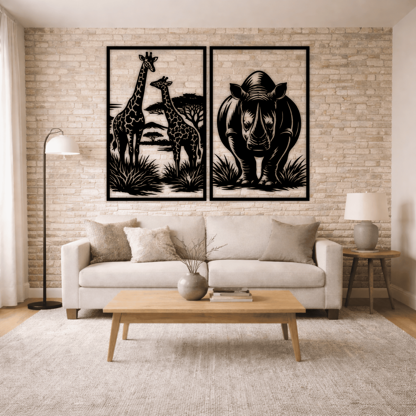 Giraffe wildlife silhouette vector for laser cut panel