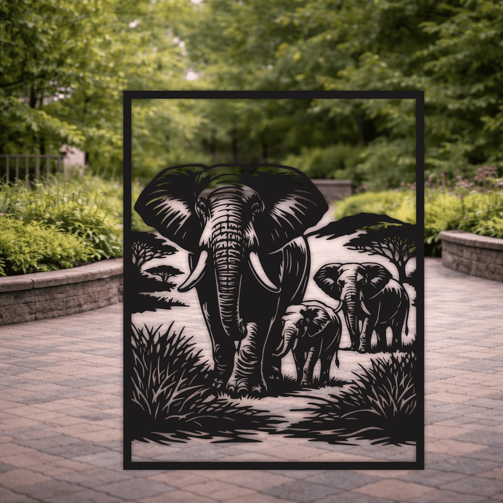 Elephant family CNC cut file for laser and plasma cutting