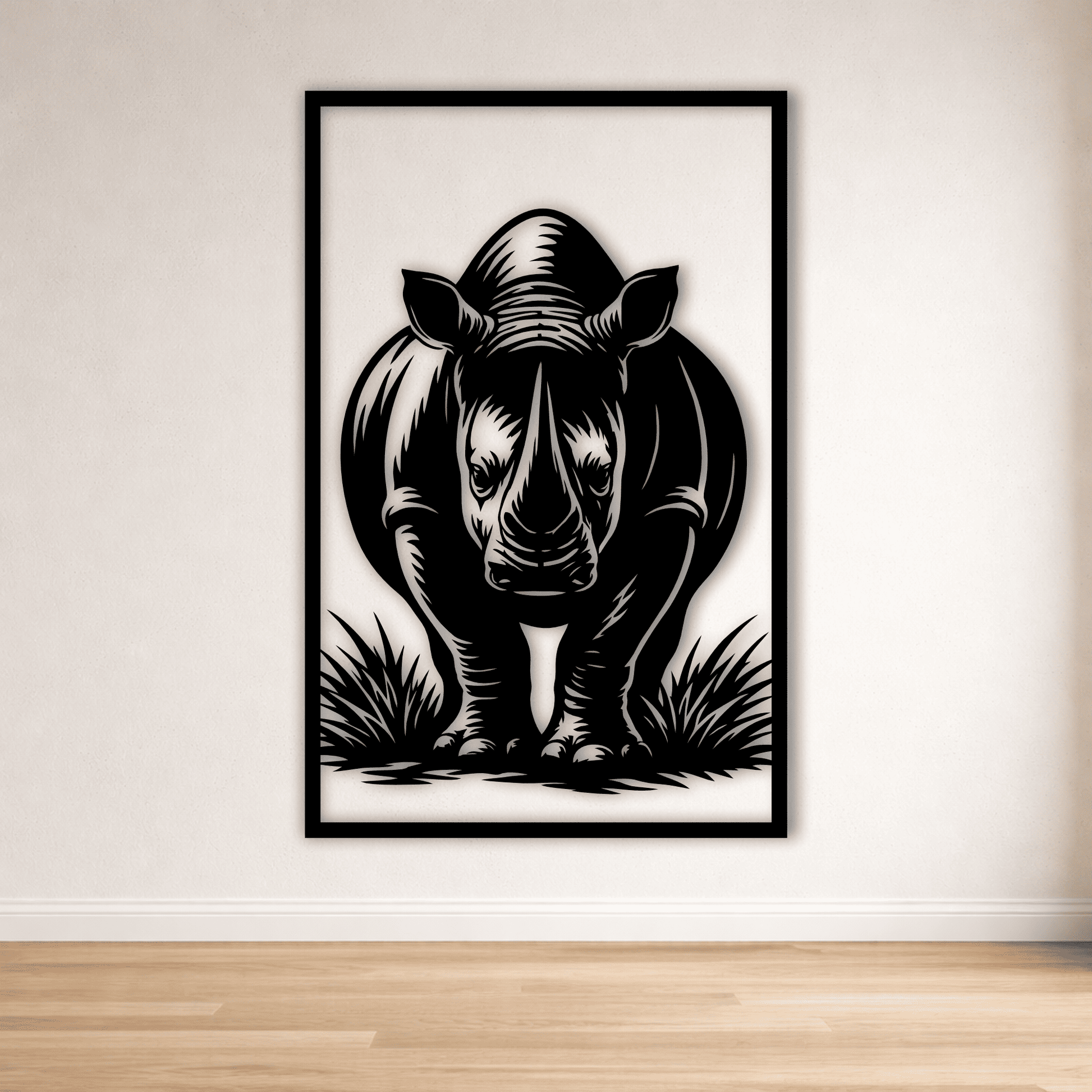Rhino metal wall art SVG design for CNC machines