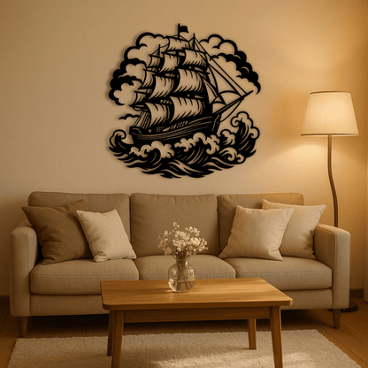 Pirate ship silhouette wall art design