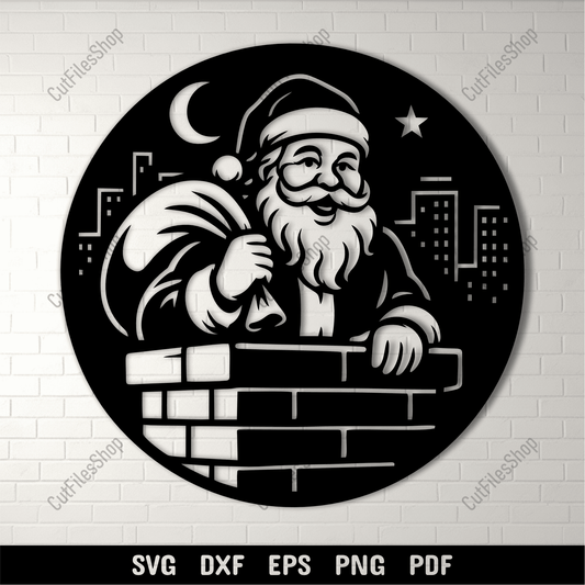 Santa Claus on roof SVG cutting file for Cricut and Silhouette