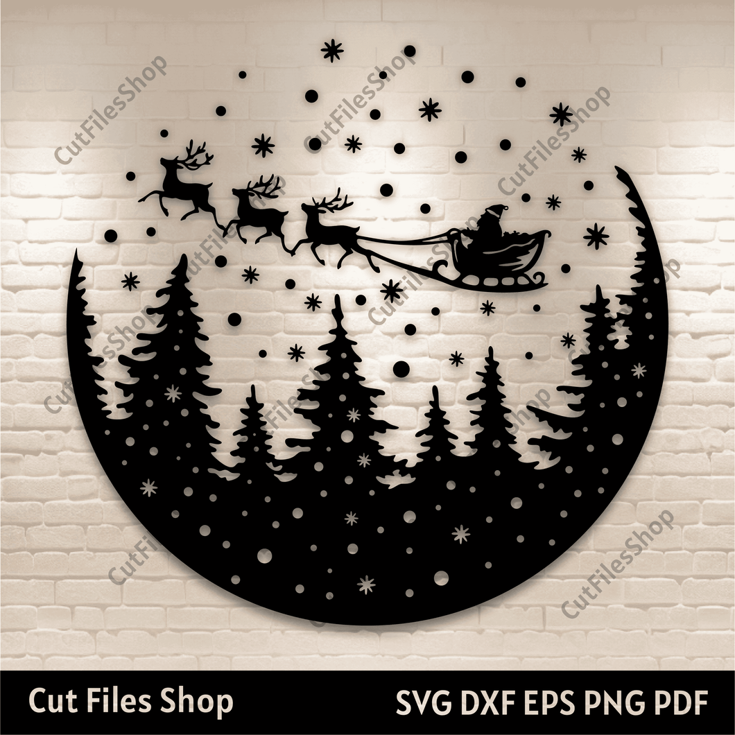 Santa Sleigh And Reindeer SVG For Cricut Silhouette Christmas Night Santa sleigh and reindeer svg for cricut silhouette christmas night