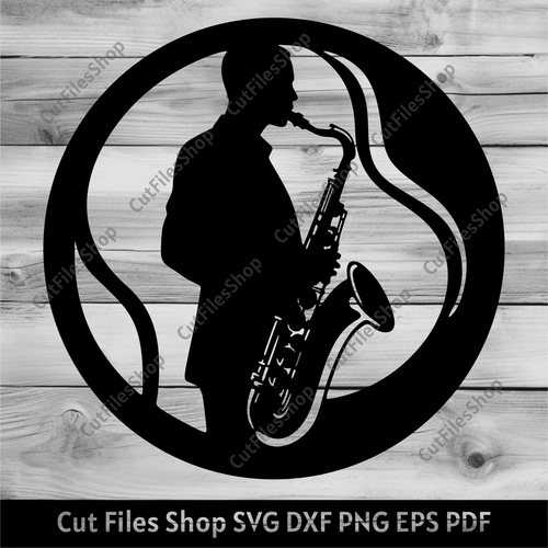 Saxophone Player Svg for Cricut, Music SVG, Music instrument cut files, dxf for Silhouette cut, T-shirt design, Dxf Saxophone for Laser, Jazz Music SVG, cutting files, clipart printable, dxf for plasma, dxf for plywood, svg for laser, cricut design space svg