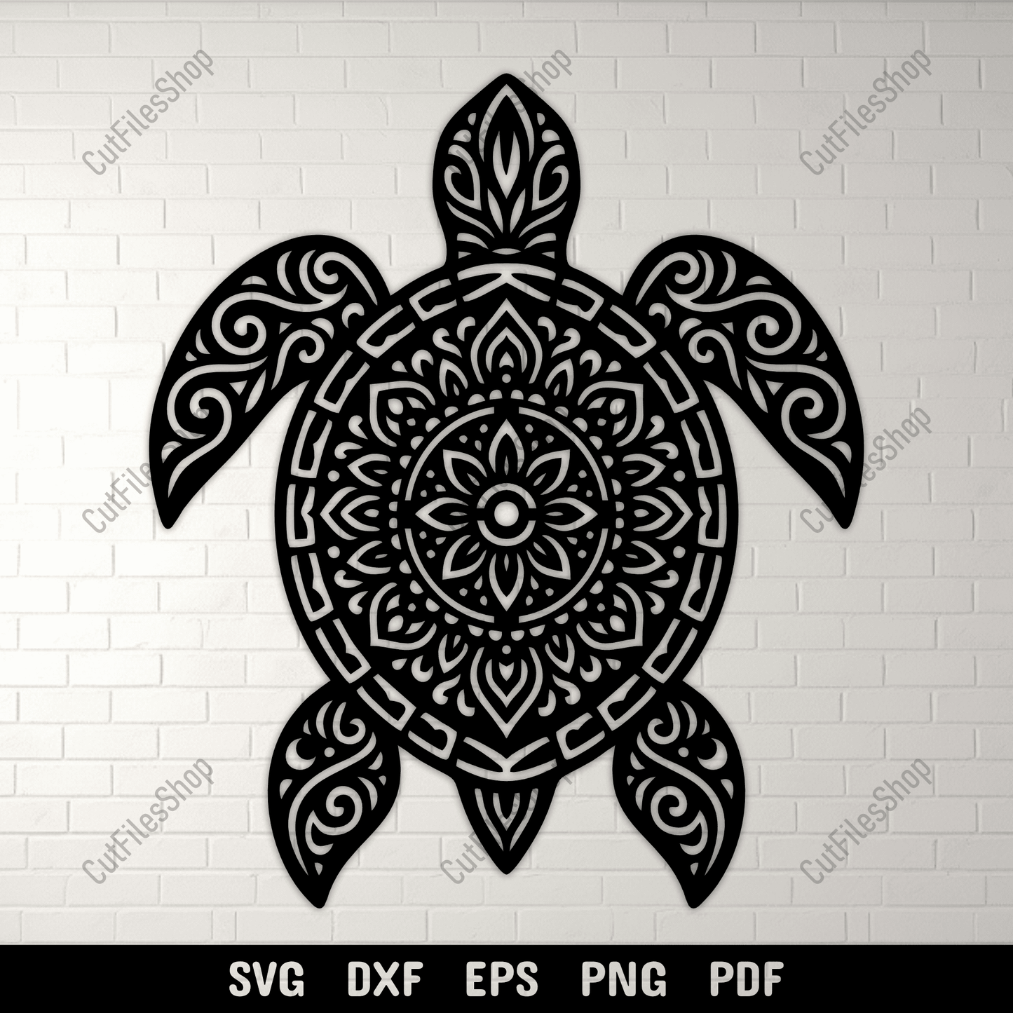 Mandala sea turtle SVG DXF for CNC and laser cutting