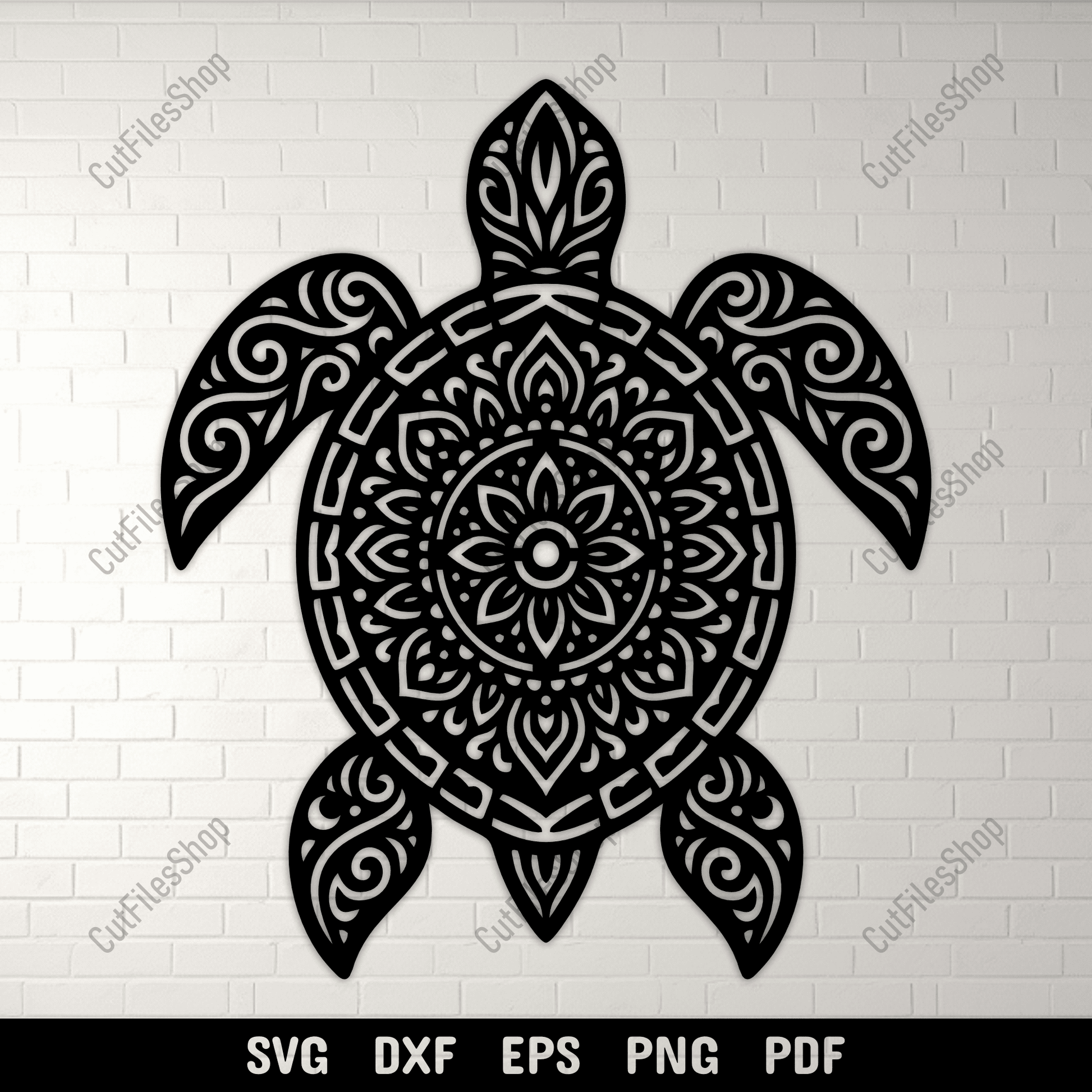 Mandala sea turtle SVG DXF for CNC and laser cutting