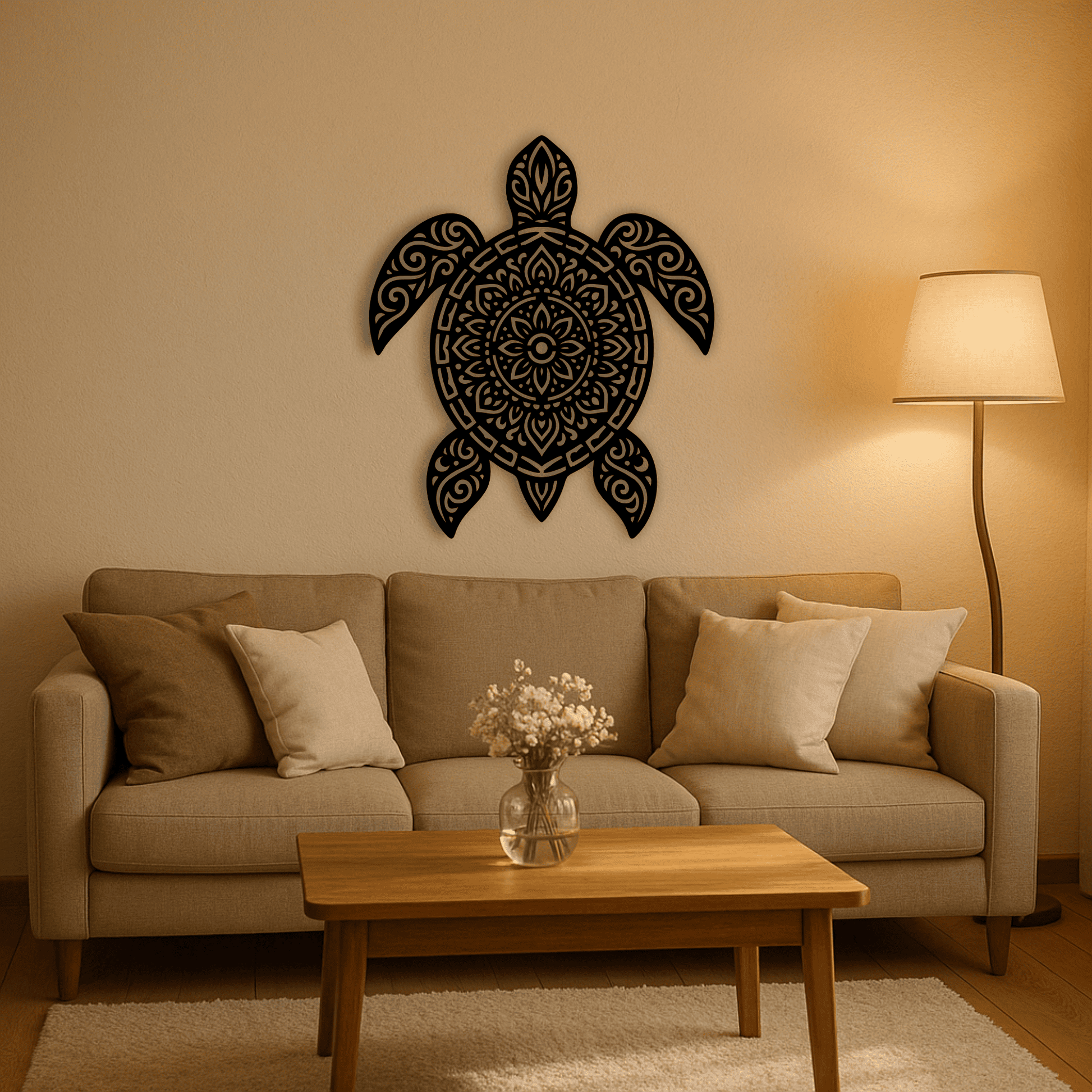 Detailed turtle mandala vector for wall art