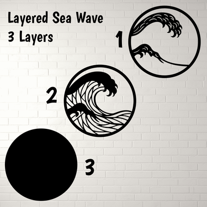 Layered Sea Wave SVG 3 Layer Round Panel for Glowforge