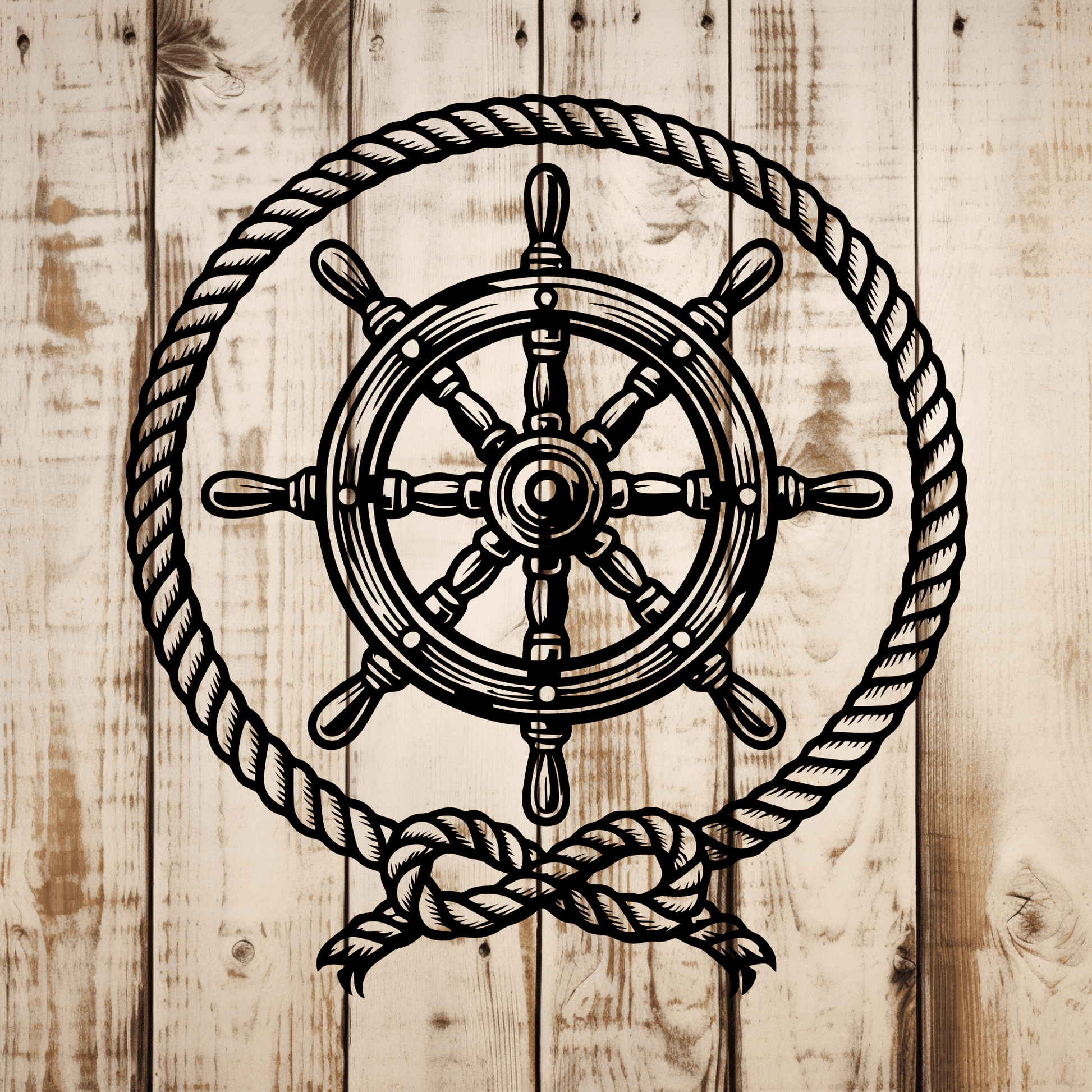 Nautical rope and wheel vector in SVG DXF PNG PDF EPS
