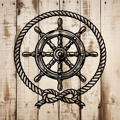 Nautical rope and wheel vector in SVG DXF PNG PDF EPS