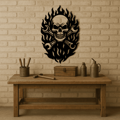 Flaming skull SVG for CNC metal art