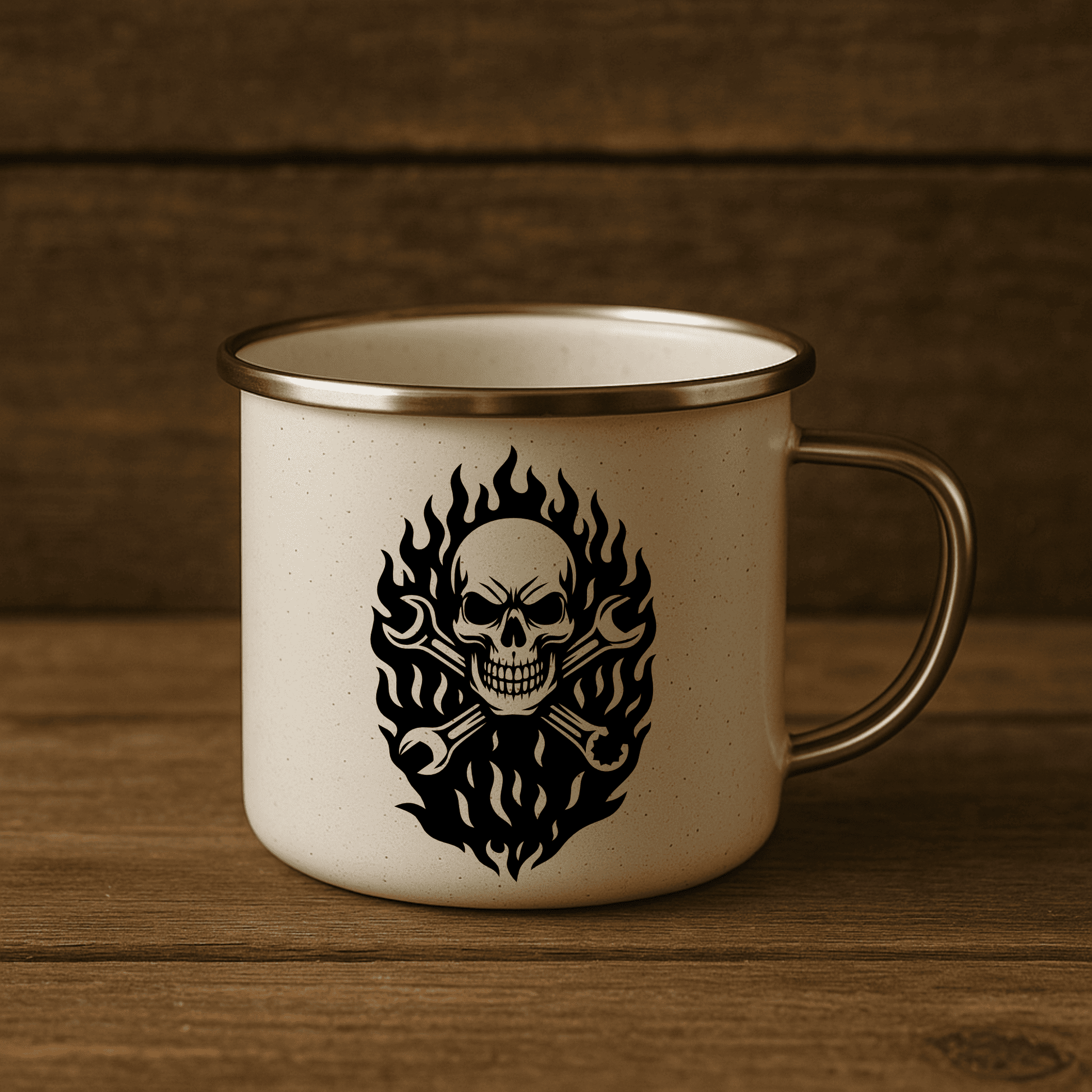 Skull and wrench flame design SVG DXF for laser engraver