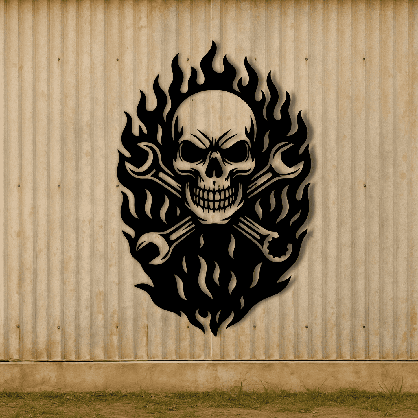 Fire skull mechanic SVG PNG for garage wall art