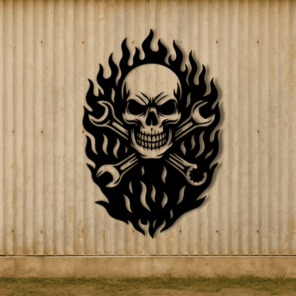 Fire skull mechanic SVG PNG for garage wall art