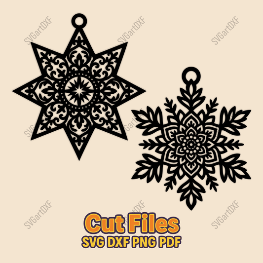 Intricate snowflake ornament SVG for laser cutting