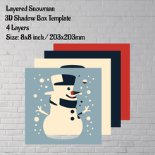 Load image into Gallery viewer, Paper Snowman Shadow Box, 3D Layered Art, SVG for Silhouette Cricut, DIY Christmas Home Decor, Instant Download Template, Creat Now!
