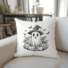 Load image into Gallery viewer, Detailed Spooky Floral Ghost SVG: Halloween Pillow Design
