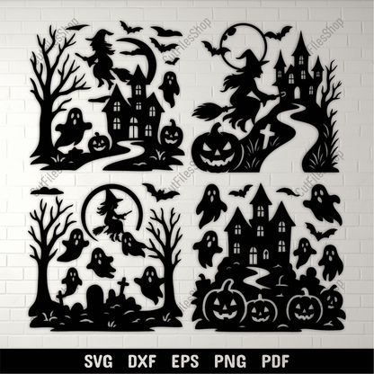 Haunted house Halloween SVG DXF bundle for Cricut cutting