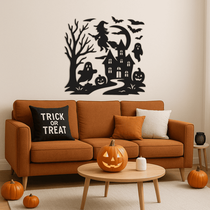 Ghosts and haunted house DXF file for Glowforge laser cutting