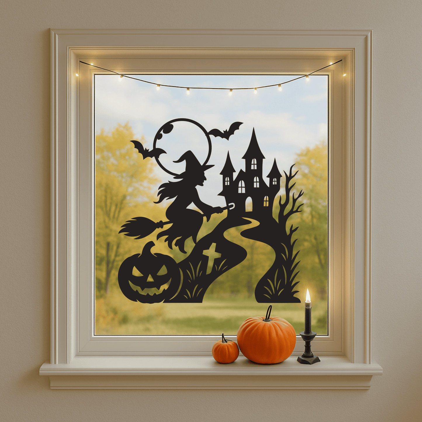 aunted house SVG template with pumpkins for CNC plasma cutters