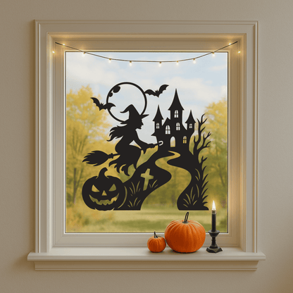 aunted house SVG template with pumpkins for CNC plasma cutters