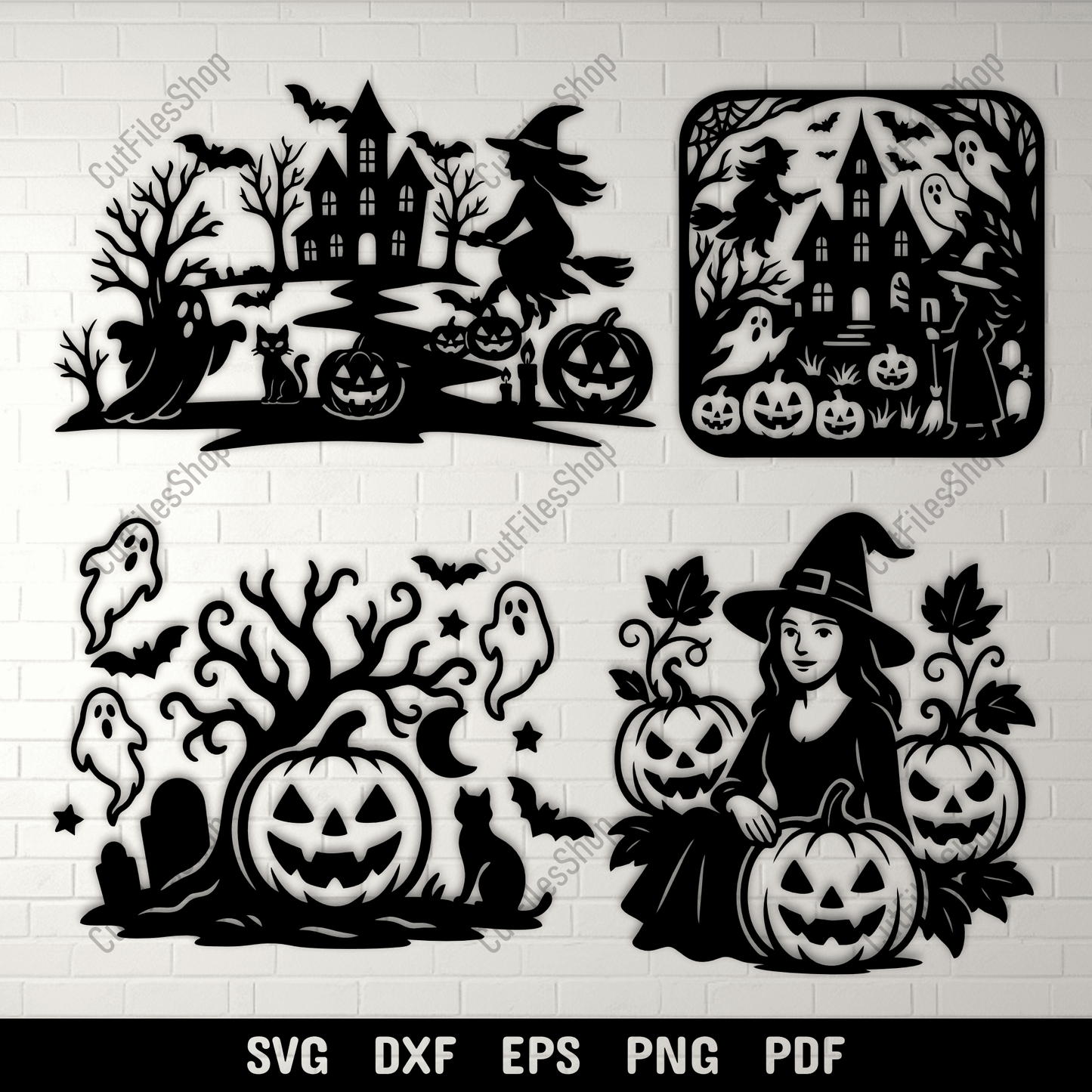 Halloween SVG DXF bundle with witch and haunted house for Cricut