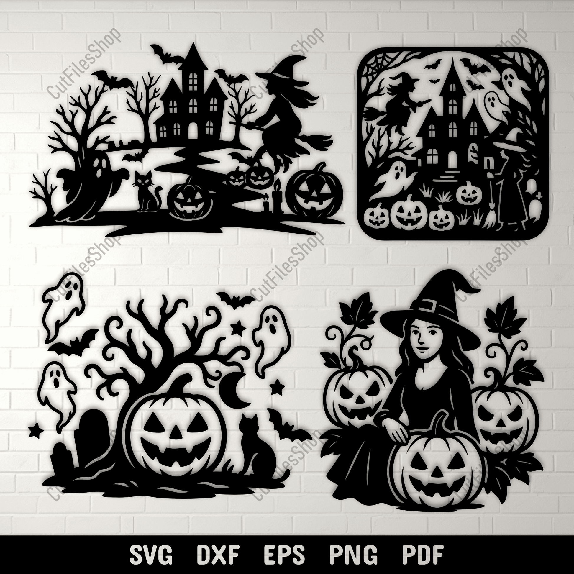 Halloween SVG DXF bundle with witch and haunted house for Cricut