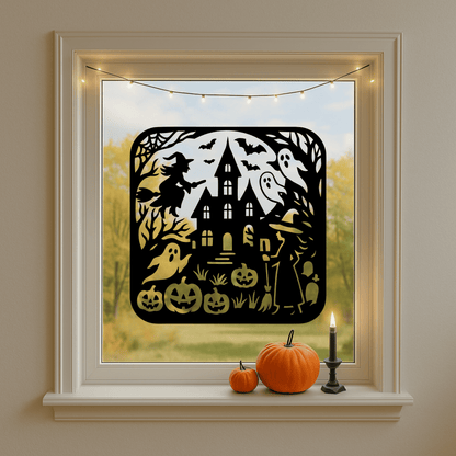 Spooky Halloween tree and cat vector for seasonal crafts