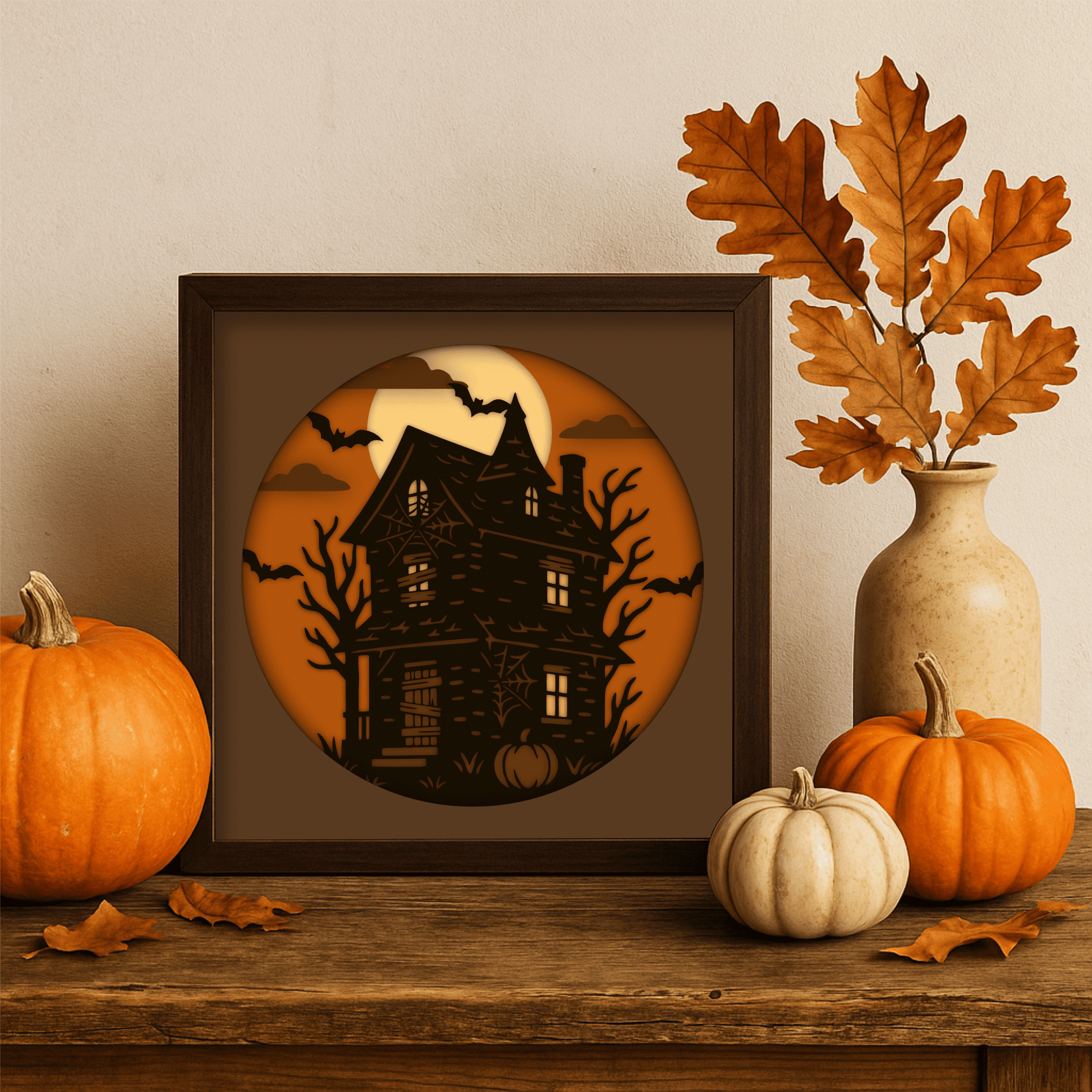 Haunted mansion Halloween 3D shadow box SVG DXF EPS PDF template