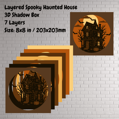 Halloween papercraft design haunted mansion light box template