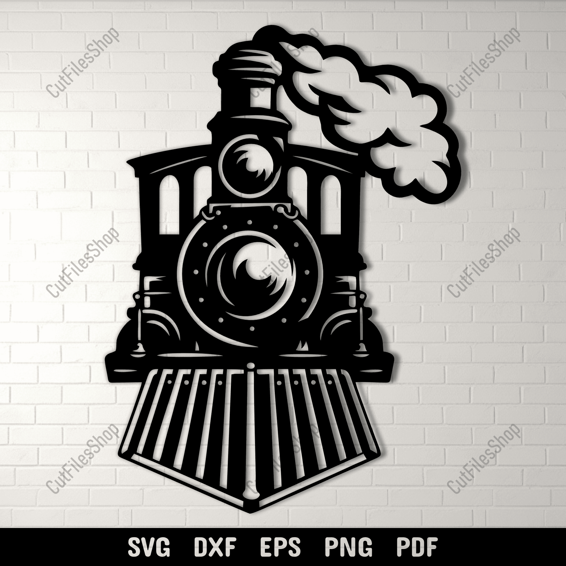 Steam train SVG silhouette for CNC plasma cutting