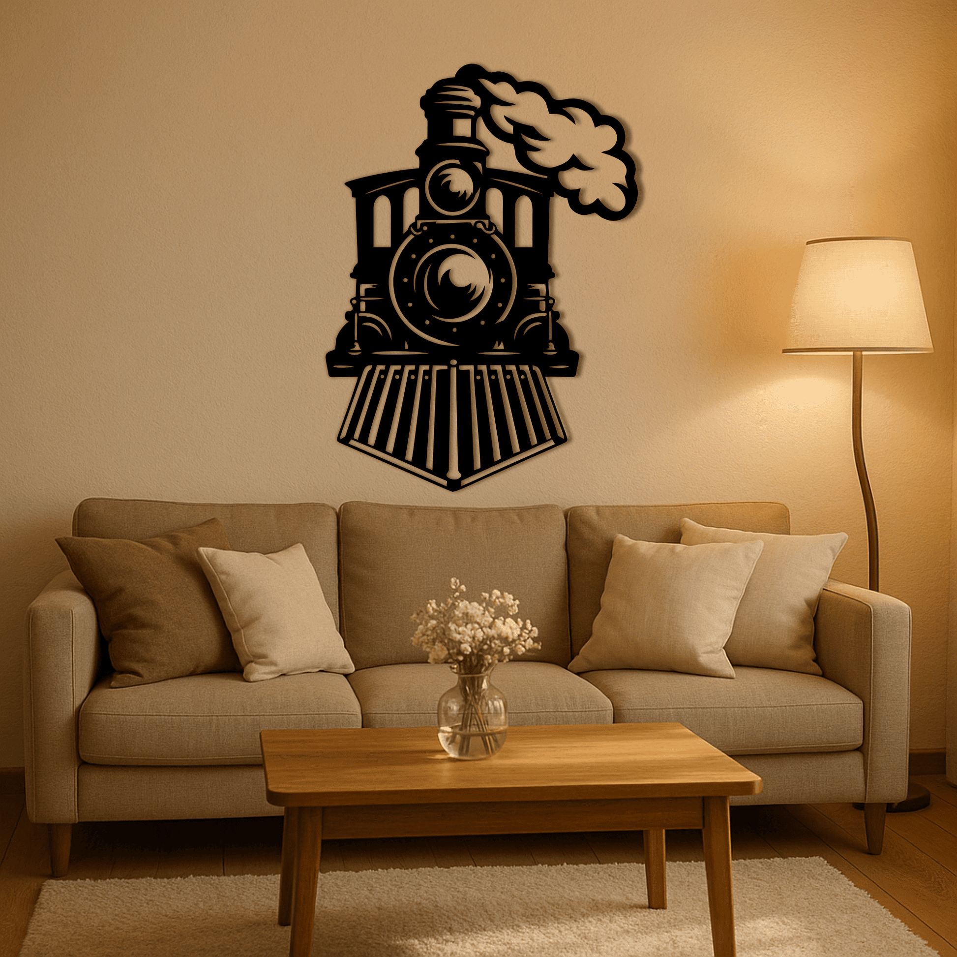 Vintage locomotive vector file for laser cutting