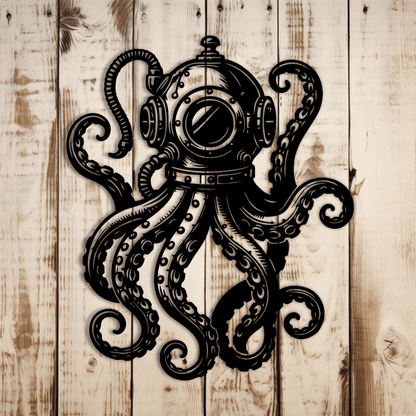 Steampunk tentacle octopus SVG DXF for posters and engraving