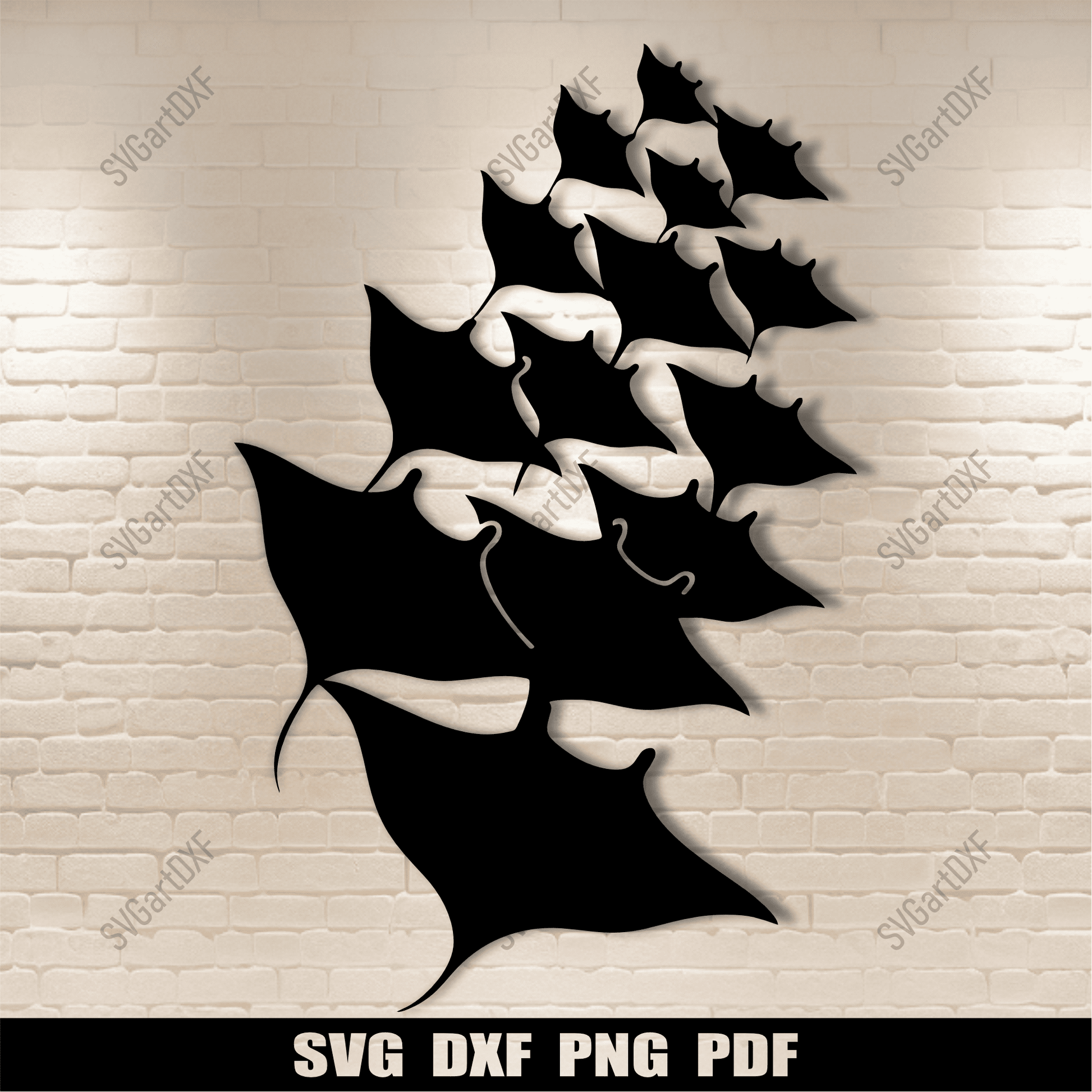 School of stingrays silhouette wall art design