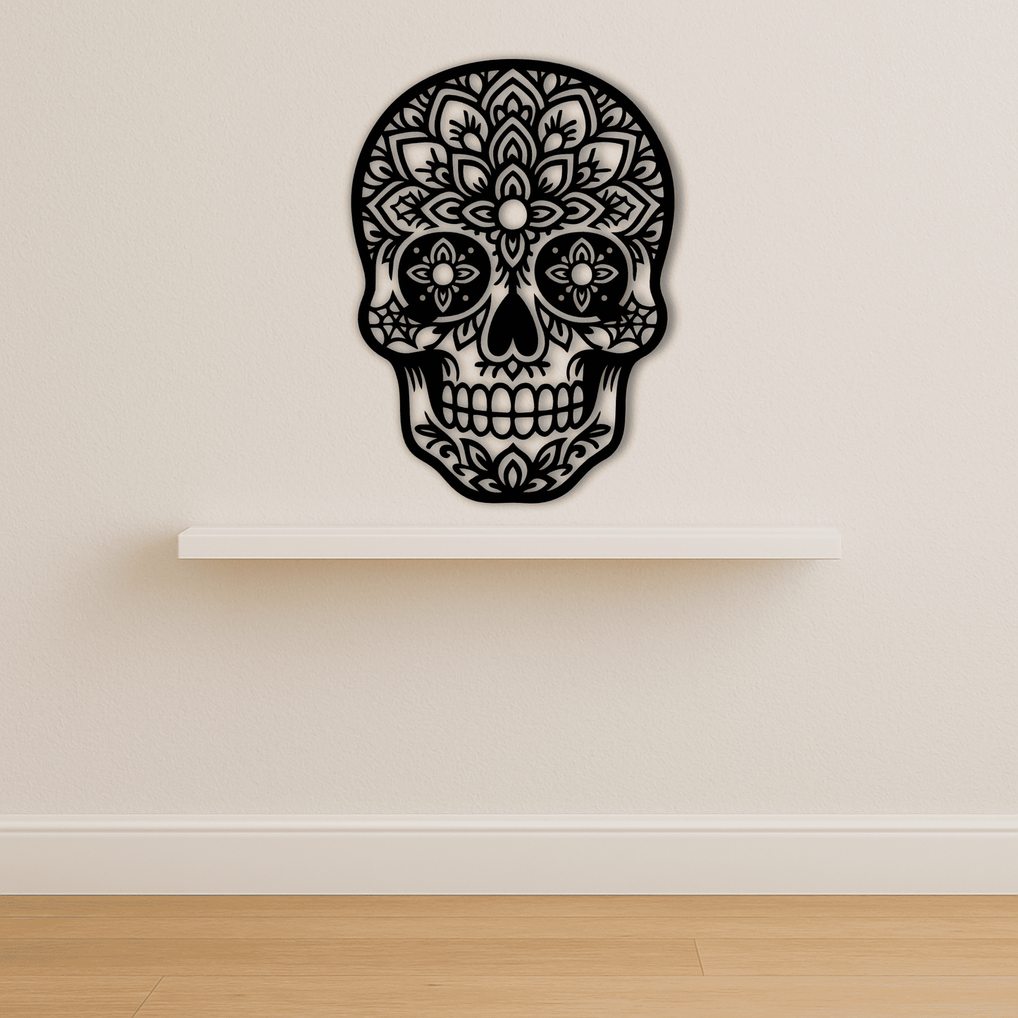 Gothic sugar skull metal wall art design