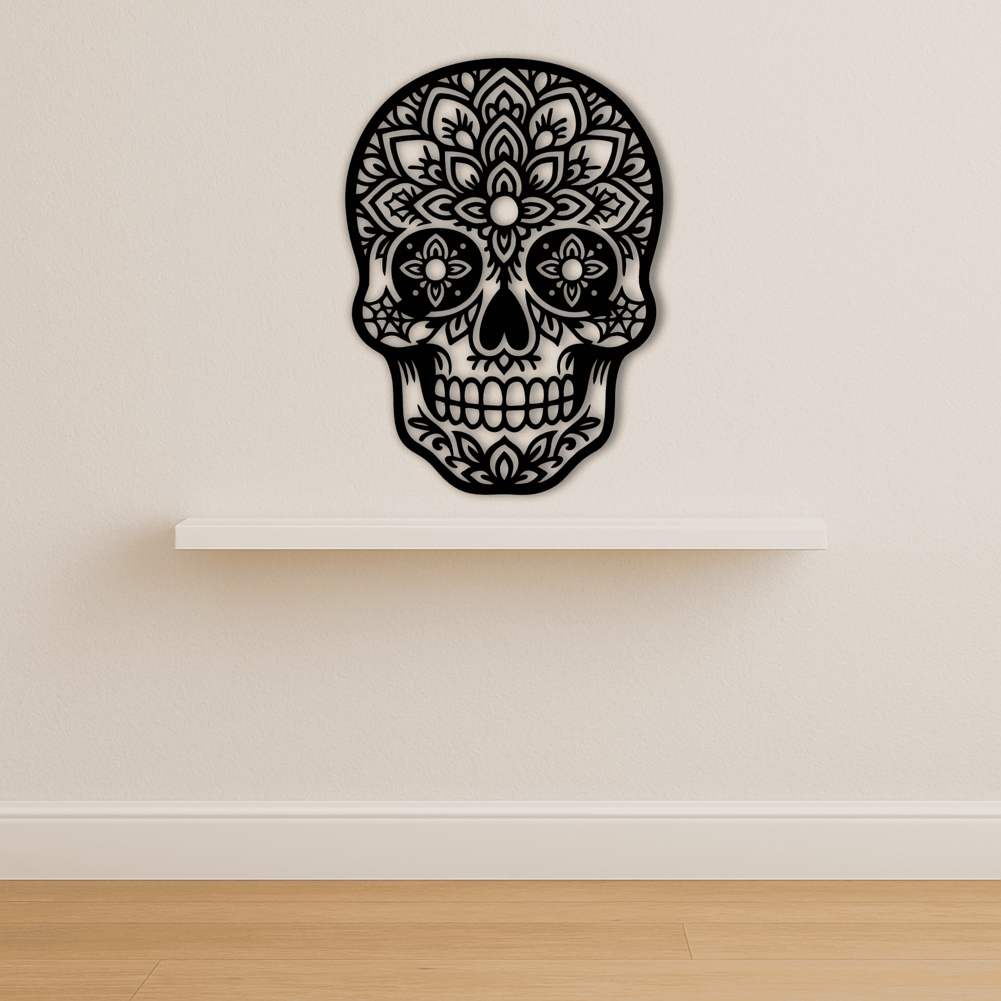 Gothic sugar skull metal wall art design