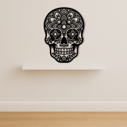 Gothic sugar skull metal wall art design
