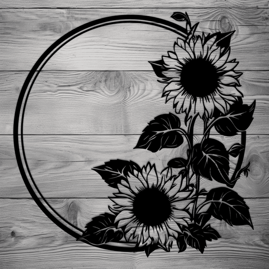 Floral sunflower round SVG cut file