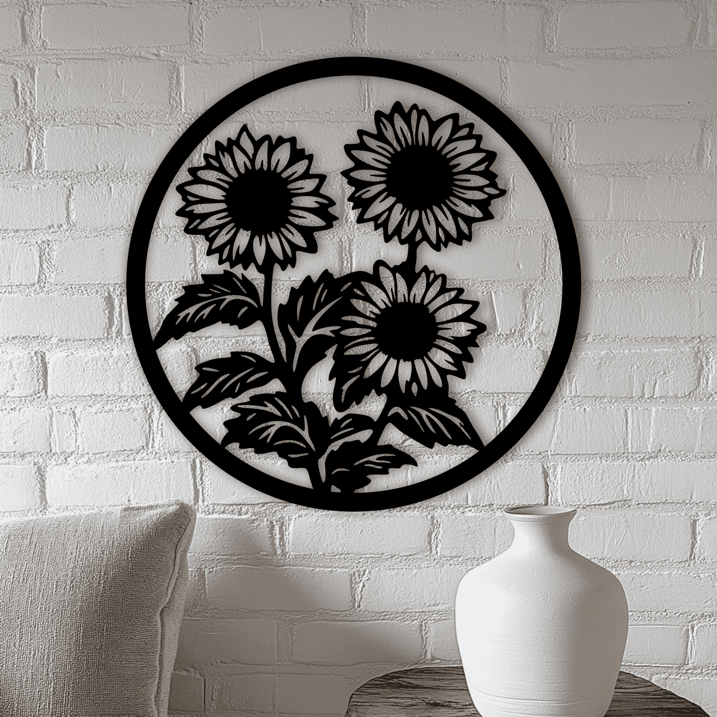 Rustic sunflower metal wall decor template