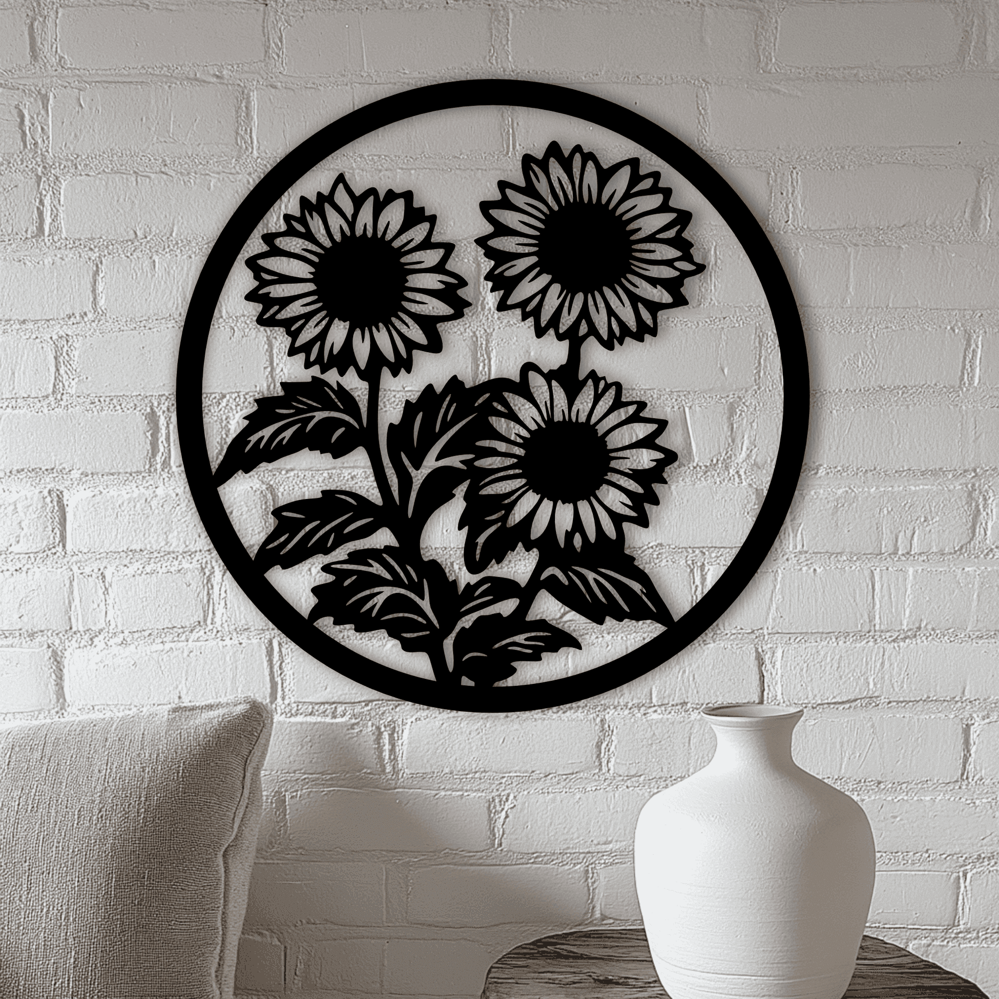 Rustic sunflower metal wall decor template