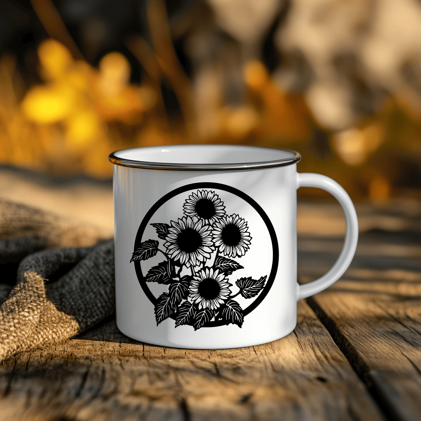 Farmhouse sunflower circle wall art SVG