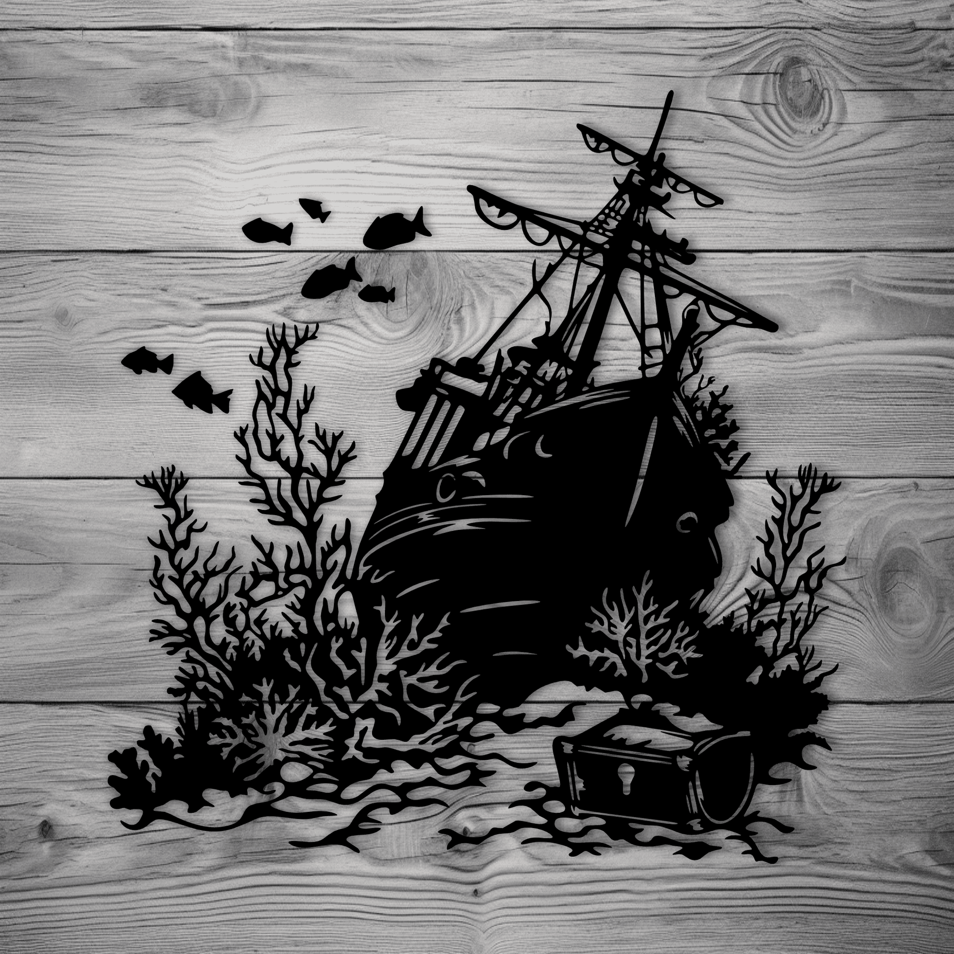 Nautical metal wall art shipwreck template