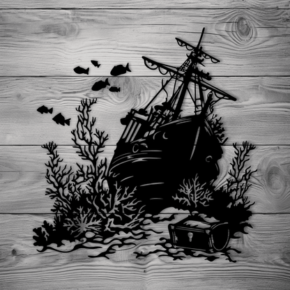 Nautical metal wall art shipwreck template