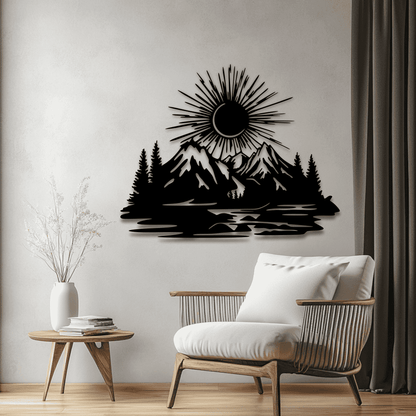 Scenic Sunset with Mountains SVG for Cricut Projects, DIY Home Decor