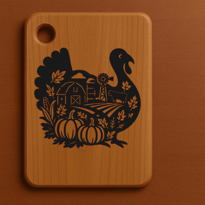 Turkey SVG for Cricut and Silhouette, Cutting board svg laser engraving