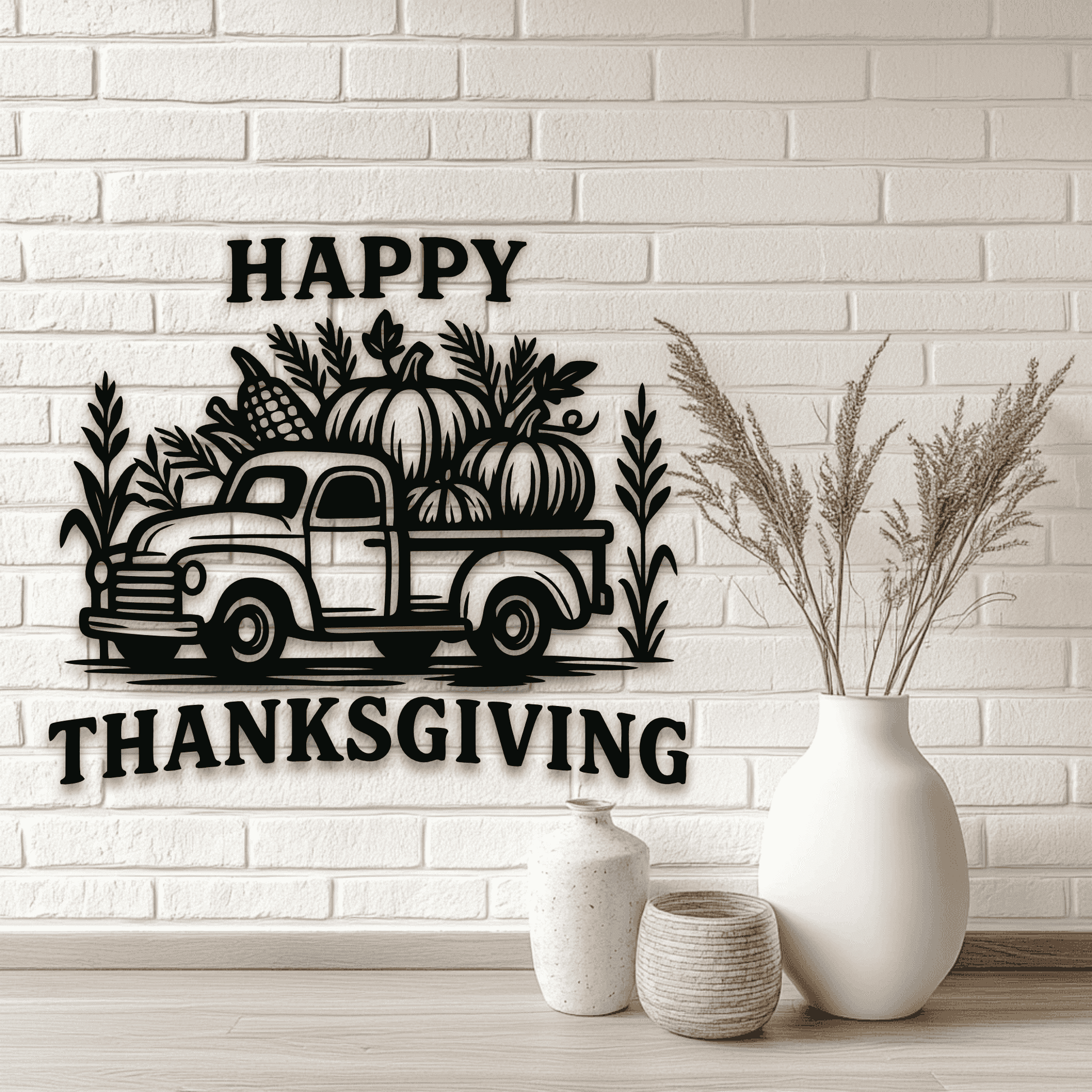 Happy Thanksgiving truck SVG for CNC laser cutting