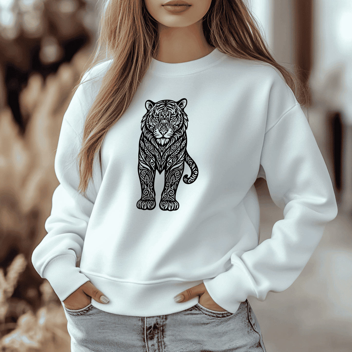 Tribal tiger silhouette PNG for boho crafts