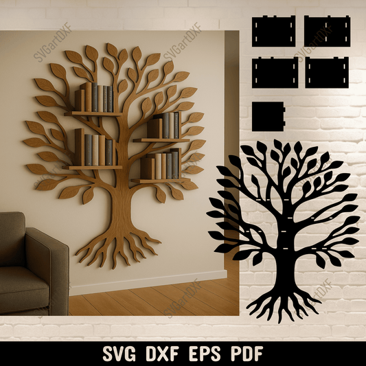 Tree bookshelf laser cut design made from 6mm plywood