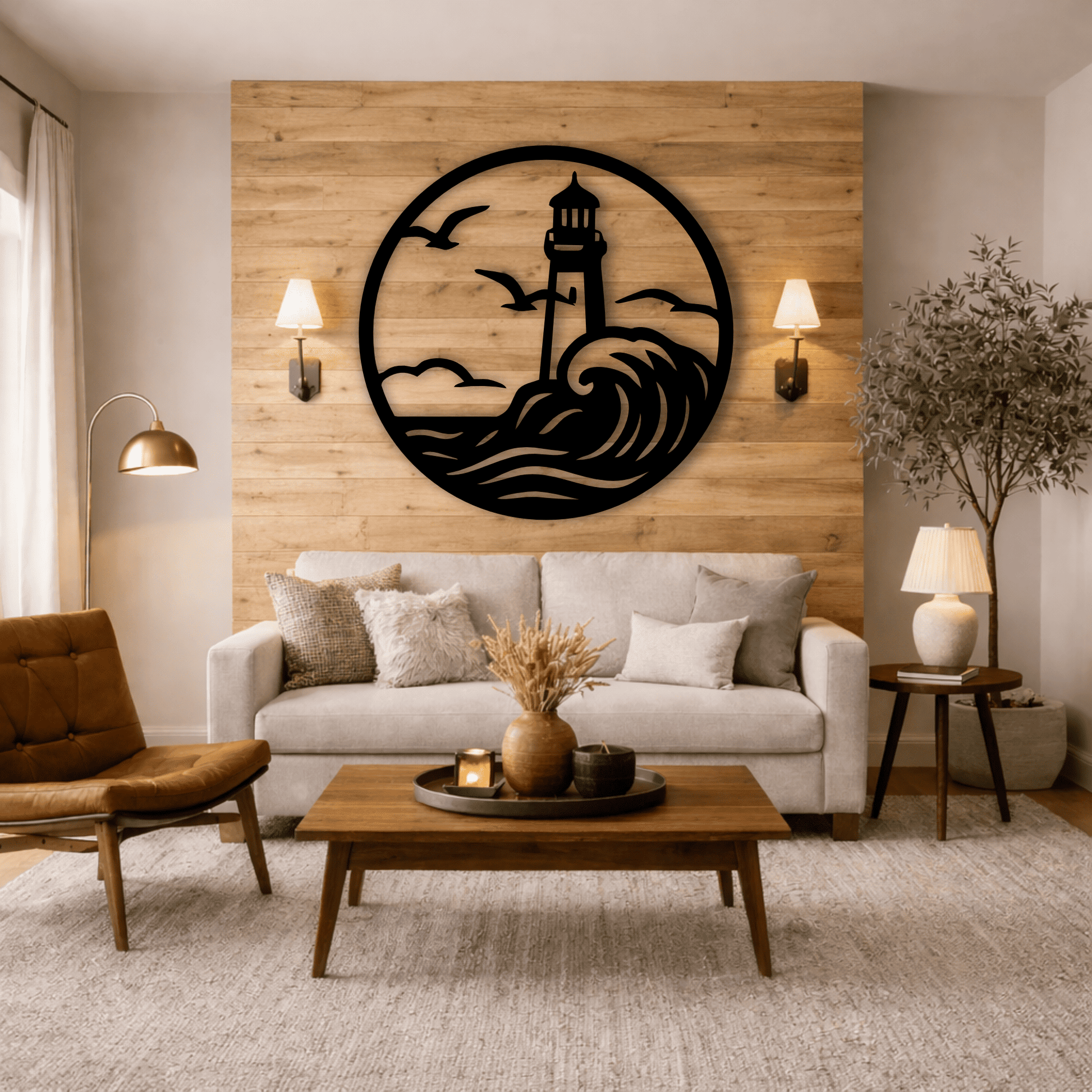 Lighthouse round sign laser cut design